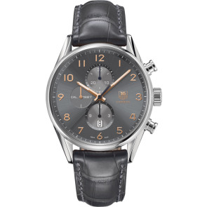 Tag Heuer correa de reloj CAR2013-FC6313 Cuero Gris + costura gris